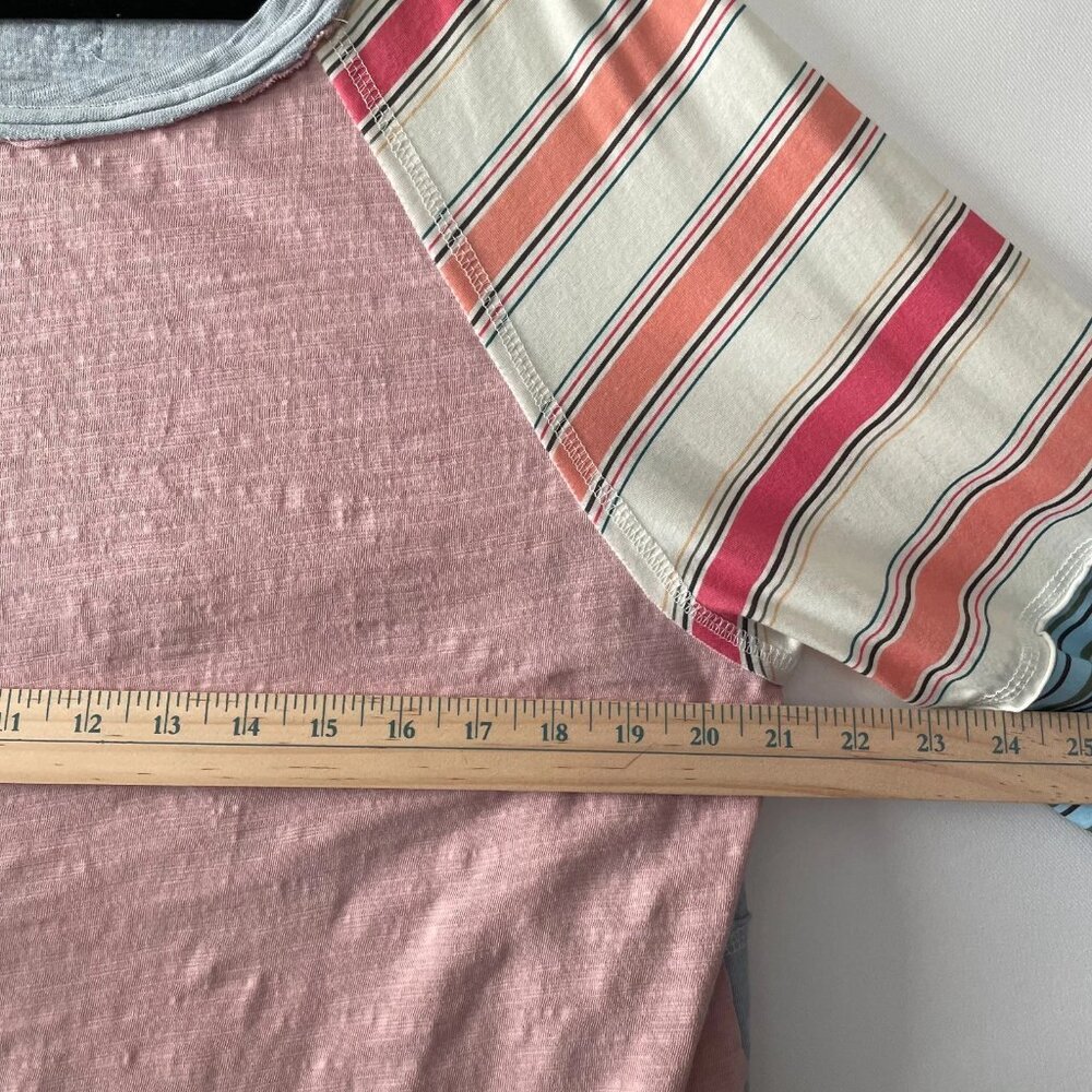 Unbranded Womens Multicolor Striped Loose Fit Raglan Long Sleeve T-Shirt Size XL - Picture 4 of 7